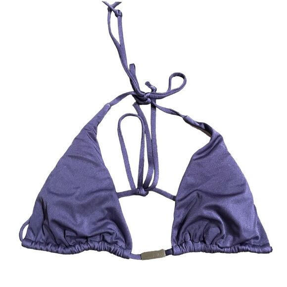 Victoria's Secret Other - Victoria’s Secret Purple Satin Triangle Halter Bikini Top